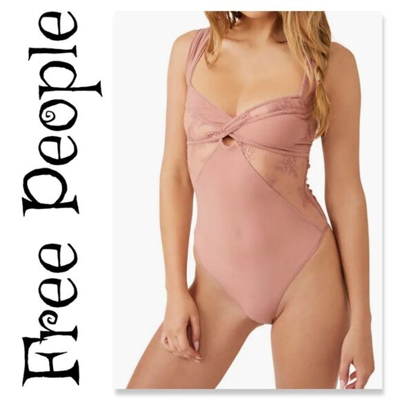 NWT/NWOT Free People Sheer Things Lace Trim Mesh Bodysuit - Picture 1 of 9